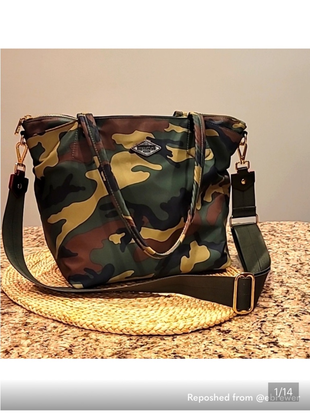 MZ Wallace Camouflage Shoulder Bag in Green and Brown